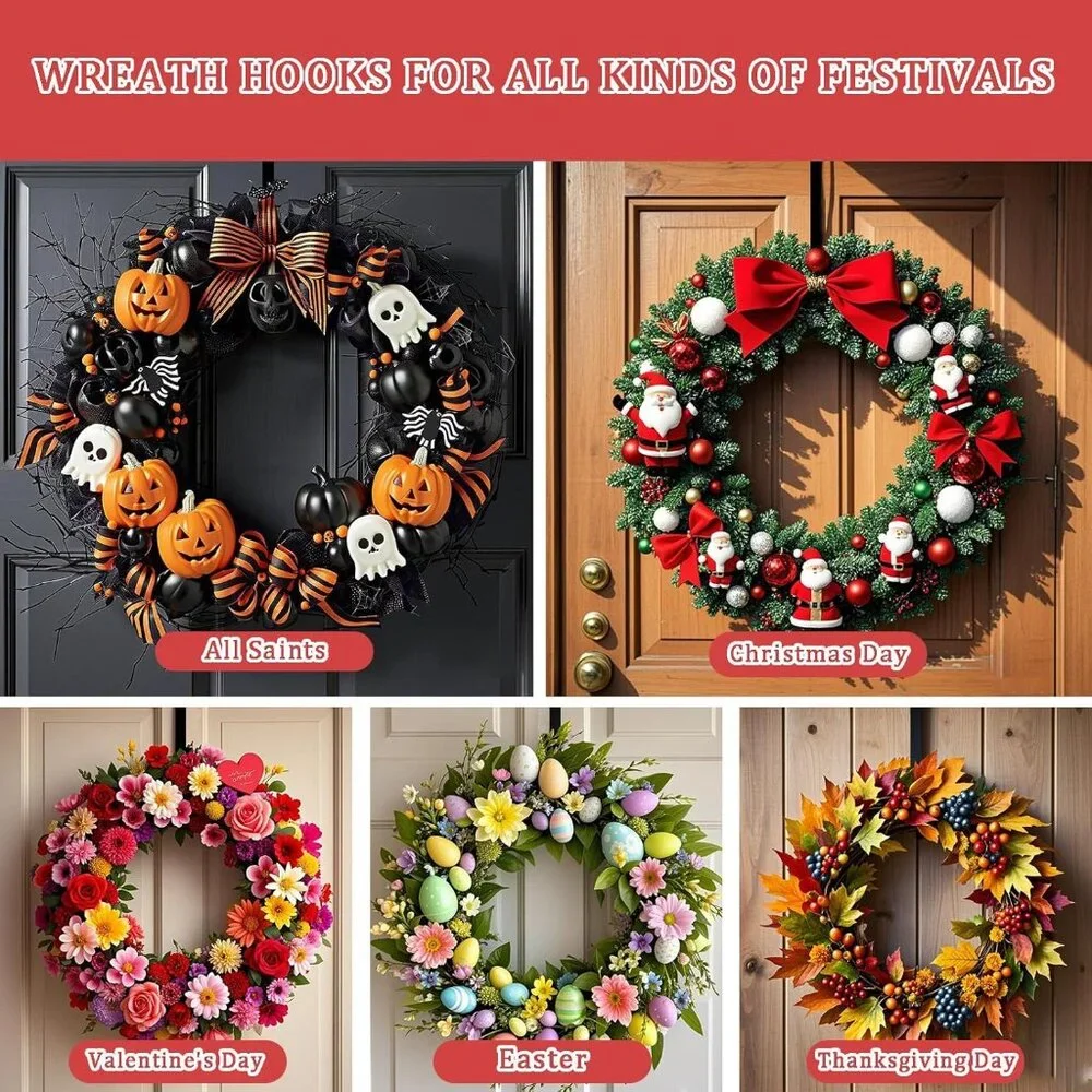 Versatile 12-Inch Wreath Hangers - Perfect for Holiday Or Year-Round Use